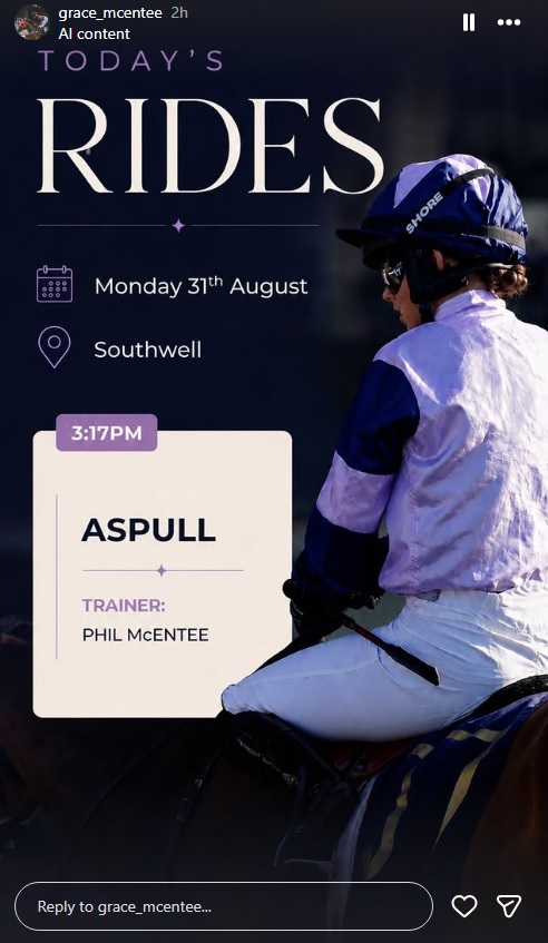 rebelsart's tweet photo. Grace Mcentee @GraceMcentee entries‼️
Monday at Southwell @Southwell_Races🏇🇬🇧
Make it a winning week‼️🤞💪
#goodluck #Southwell #HorseRacing @NeilTho02681313 @titchy34 @chipexpress @ConchitaMTurf @akira96643563 @Racingdauber @philmcentee1 @presland_molly https://t.co/8HSm6B4LPU