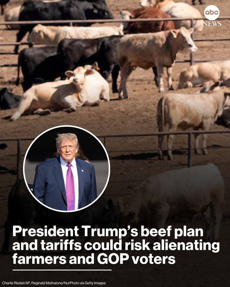 ABC's tweet photo. "This wasn't about making cheaper groceries for the American people," Farmer Matt Ubel told ABC News. "They need to invest in their farmers — not import beef from other countries.They need to make farming sustainable here in the United States."

Read more: https://t.co/aETdHhfTi8 https://t.co/UmpmYVSkXO