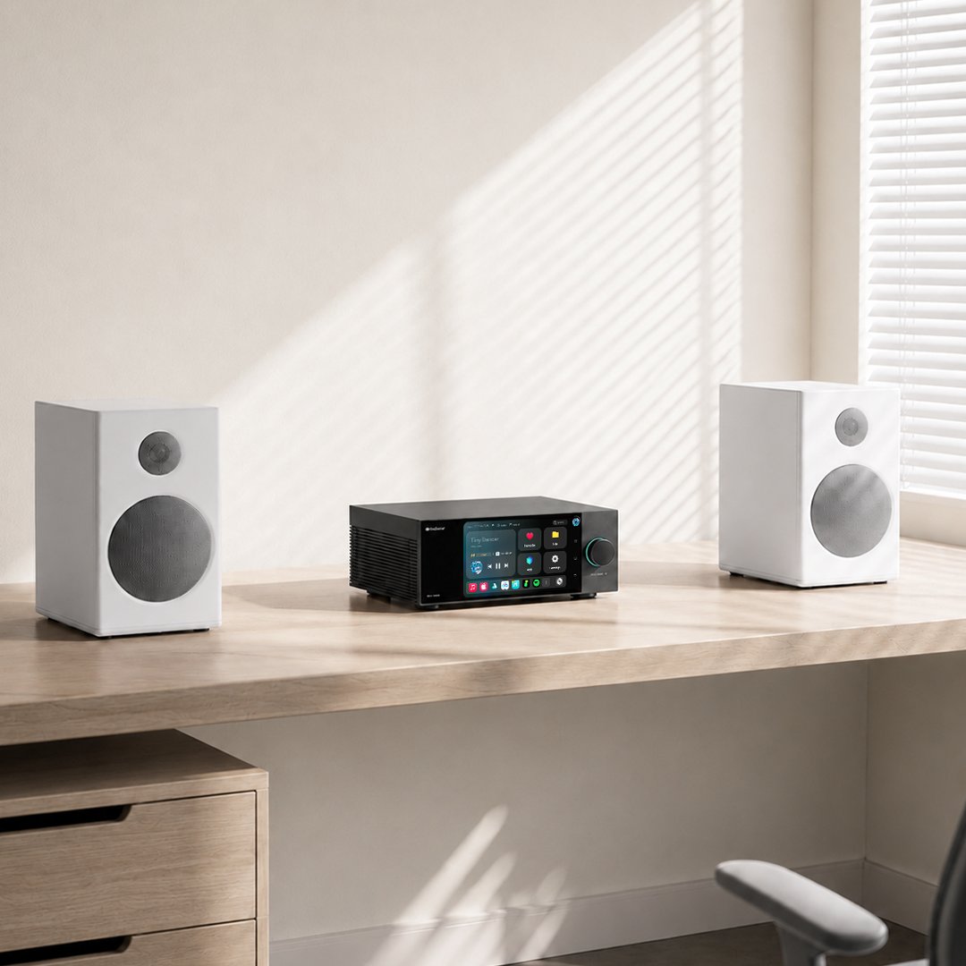 KaiboerAudio's tweet photo. Introducing the Kaiboer DMP-K8 Pro. 🎧
An all-in-one Hi-Fi music player featuring:
• 7.8" touchscreen
• Linear power supply
• CD playback &amp; ripping
• Kaiboer Home App
• Dual ESS9039PRO DACs
• PCM 768kHz/32-bit &amp; DSD512
One system. Your music, your way.
#Kaiboer  #hifi https://t.co/lBvZNXNsr7