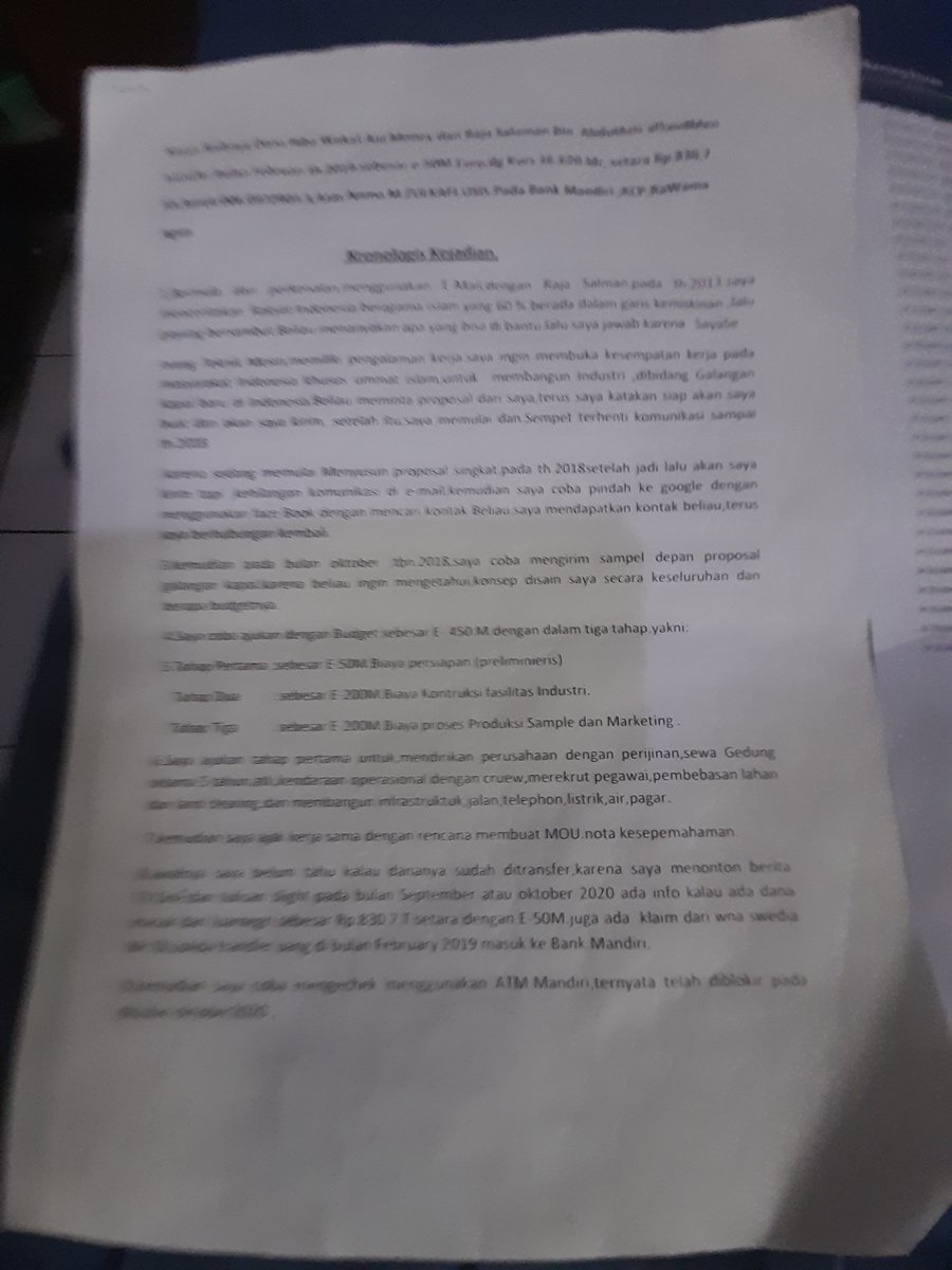KUsis2749's tweet photo. @KingSalman bin AbdulAzis Alsaud.
Assalammualaikum,semoga sehat selalu Tuan Raja Salman binAbdulazis Alsaud.Aamin.dibawahinisaya buat,data Kronologis terjadinya prosesTransfer senilai €50M,tahap ke1yg tidakmasuk di Rekerning Buku Tabungan Bank.Mandiri.karenadijegal Rezim jokowi https://t.co/nPOGv7VkkB