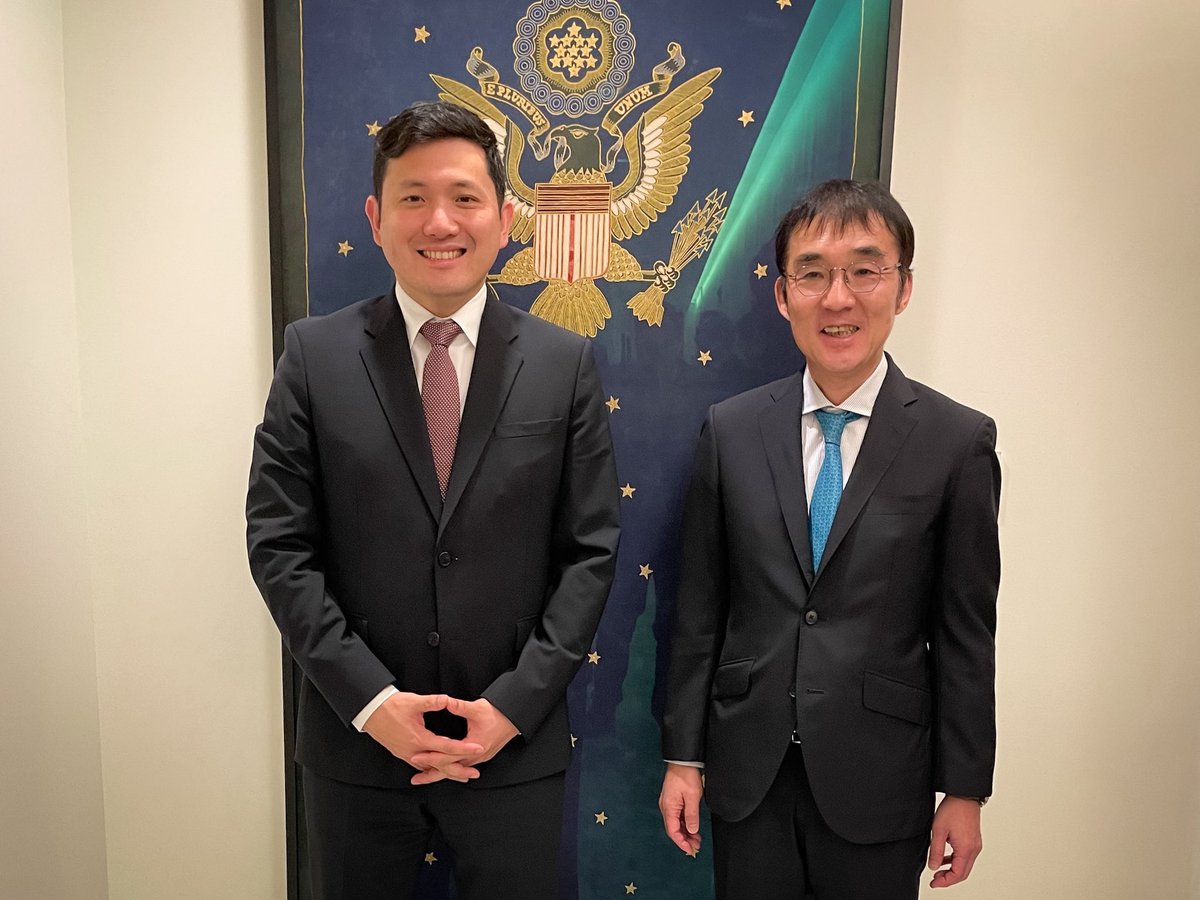 USMission2ASEAN's tweet photo. Great to meet @ERIAorg President Tetsuya Watanabe.  We discussed how we can bring together ERIA’s research and U.S. expertise to find solutions for regional problems to strengthen energy security and critical minerals supply chains in Southeast Asia and expand economic cooperation with @ASEAN.
