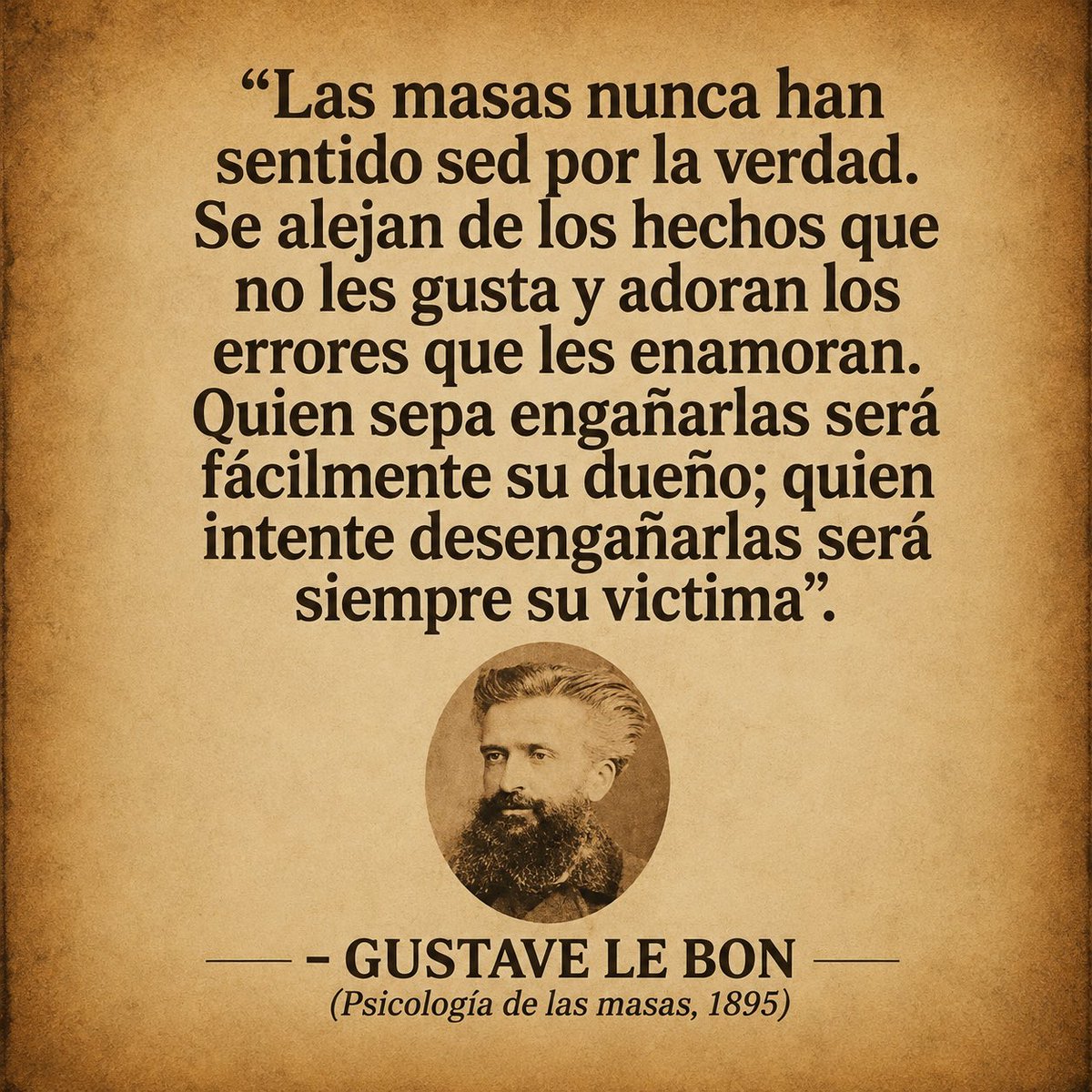 SephMaire's tweet photo. Estaba reflexionando sobre esta frase de Gustave Le Bon, y quería decir mi opinión.

Creo que el ser humano nunca ha querido  conocer la verdad. Queremos promesas, ilusiones y respuestas que nos hagan sentir bien.

a verdad en sí; nos da miedo lo que la verdad puede mostrarnos. https://t.co/iKojOqIsAG