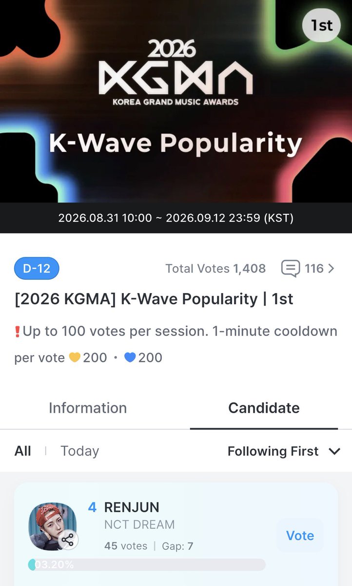 cherrysapzuza's tweet photo. ตอนนี้น้องอินจุนมีโหวตของงานประกาศรางวัล KGMA 2026 สาขา K-Wave Popularity อยู่นะคะ เพื่อนๆคนไหนสะดวกสามารถแวะมาหย่อนโหวตให้น้องกันได้น้า

ระยะเวลาในการโหวตรอบแรก
⏰ 31/08 - 12/09/26

สามารถโหวตได้ที่แอป coogoong
1 โหวต = 200💛 or 200💙

#โหวตนี้เพื่อเหรินจวิ้น #VoteForRenjun https://t.co/ii8AZeM5xW