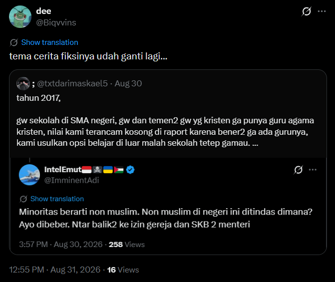 txtdarimaskael5's tweet photo. astaga malah dituduh "fiksi" 

gini banget jadi minoritas di negara ini https://t.co/C6FZTwrk4Y