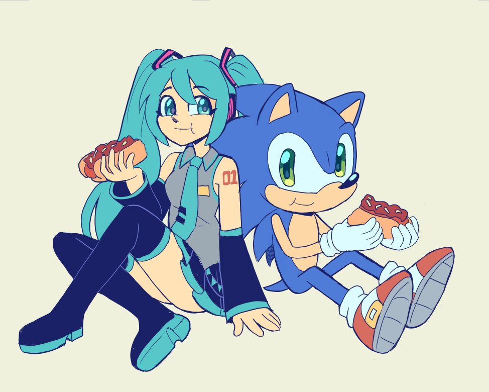 rozzarilla's tweet photo. Celebrate Miku's bday with the best speedster and the ultimate comfort food! 🎸🦔

#HatsuneMiku #SonictheHedgehog #doodle #fanart https://t.co/w5KT3yfT7k