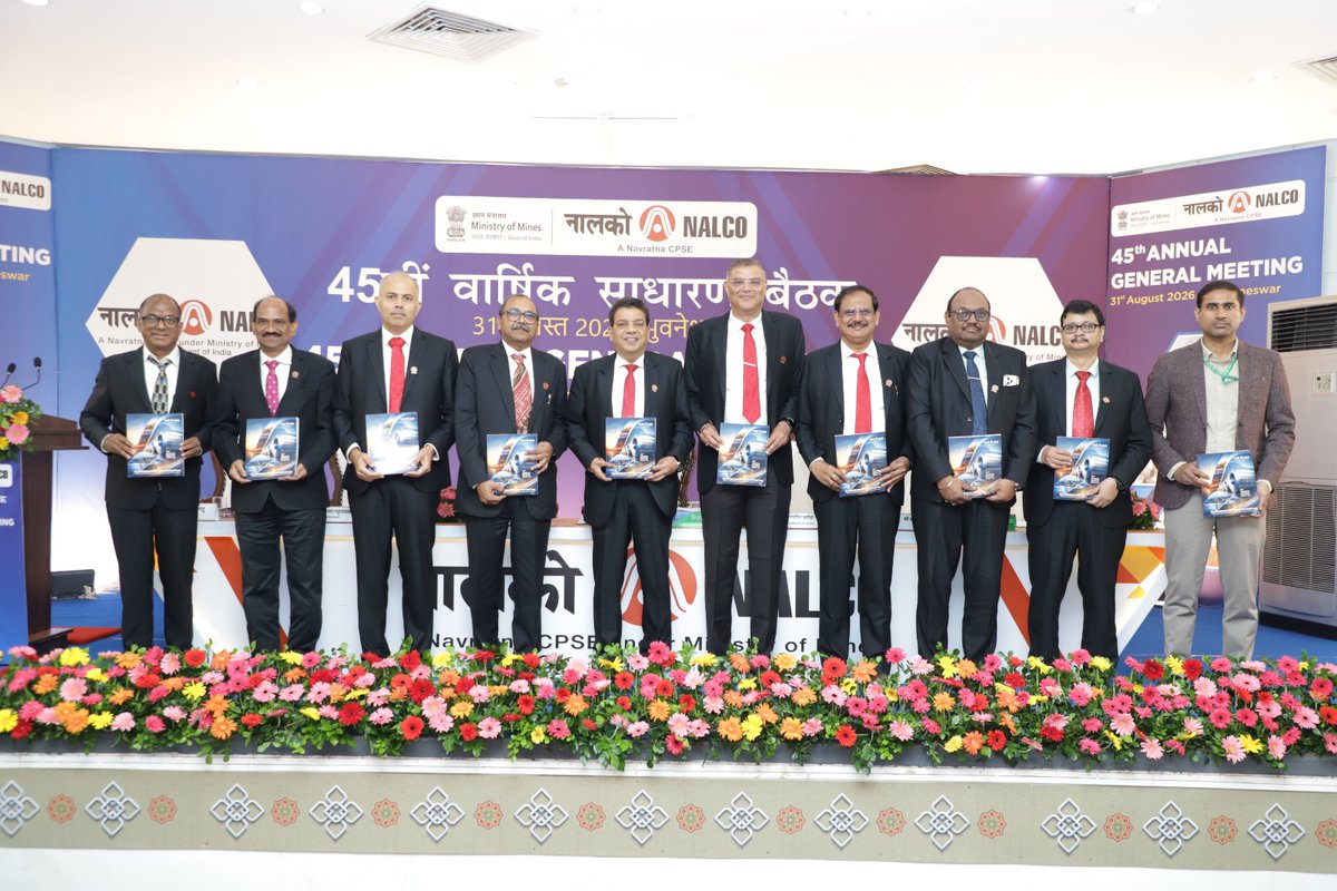 NALCO_India's tweet photo. NALCO successfully conducted its 45th Annual General Meeting today via video conferencing. Shri B.P. Singh, @CMDNALCO chaired the meeting and highlighted company’s robust physical and financial performance in FY 2025 - 26 while articulating a strategic vision for future expansion. He reaffirmed NALCO’s dedication to establishing a highly competitive, resilient, and technology-driven enterprise focused on creating enduring stakeholder value. Functional Directors, Independent Director, CVO, Senior Ministry Officials and the #CompanySecretary were also present at the meeting. 
@kishanreddybjp @satishdubeyy @minesminindia @mygovindia @DPE_GoI @AroraJagdish @pksnalco
#NALCO #NALCOAGM #CorporateGovernance #BusinessPerformance