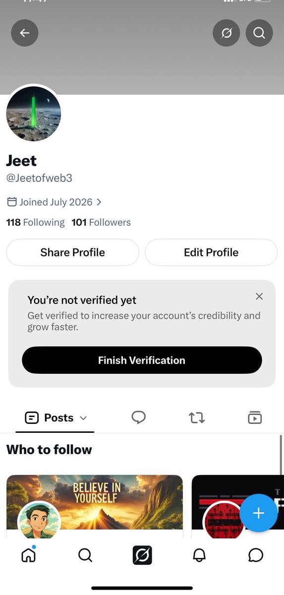 Jeetofweb3's tweet photo. Just hit 100 followers 🙌
Not a huge number, but it means a lot.
To everyone who’s been here from the start (and the new ones too) — thank you. https://t.co/c5AZmnBSSu