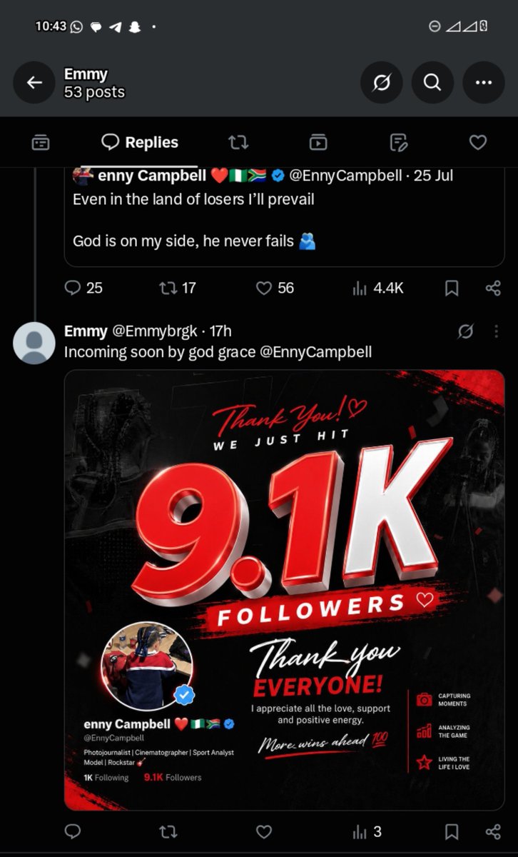 Emmybrgk's tweet photo. @EnnyCampbell Boss I swear you don forget me am the guy who post the 9.1k followers https://t.co/p9ZNP65MRZ