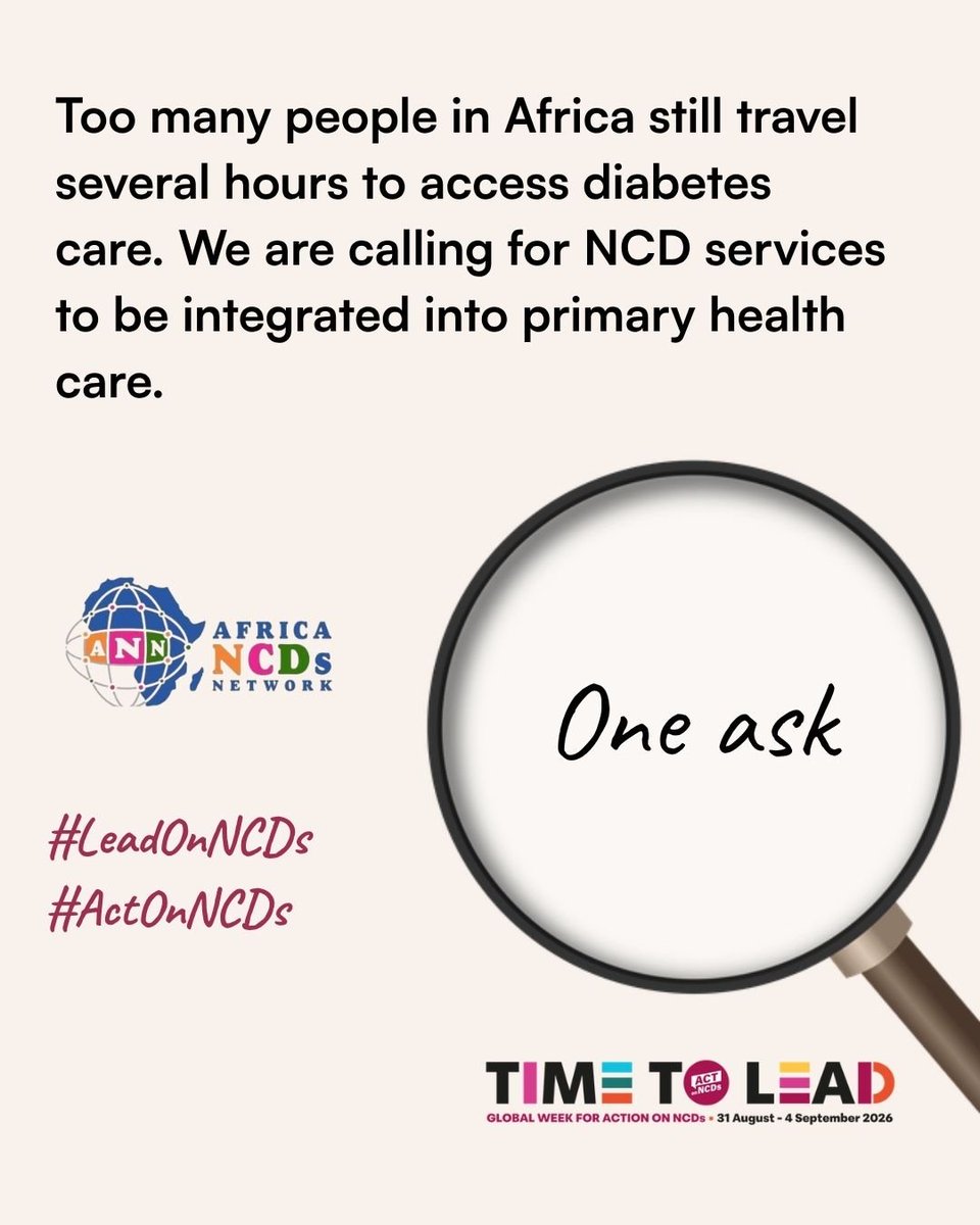 AfricanNCDsNet's tweet photo. The GW4A for Action on NCDs is here and the ANN is joining the global voices.
In Africa, we still have too many people travel several hours to access diabetes care. We are calling for NCD services to be integrated into primary health care.
#Timetolead
#Actonncds https://t.co/ihEOuTXXLB