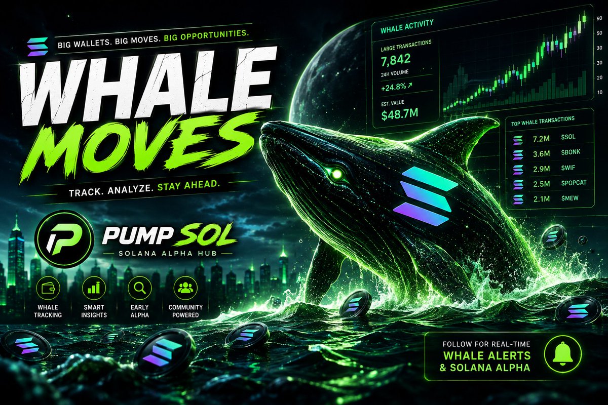 pumpsol4's tweet photo. 🐋 Whale wallets don't chase pumps they create them.

The biggest opportunities often start with smart money moving quietly before the crowd notices.
Watch the wallets. Track the volume Follow the momentum.

Staying informed is your edge in the Solana ecosystem.
#Solana #Memecoin https://t.co/9eKLg758pt