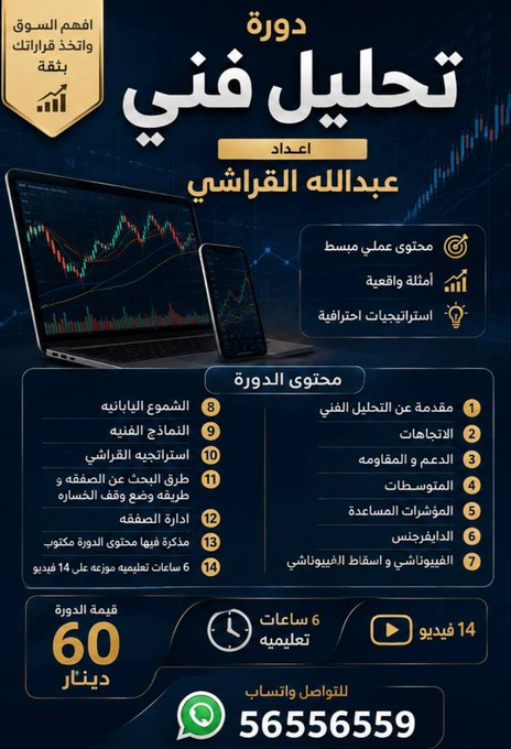 LaxenaF's tweet photo. افهم السوق واتخذ قرارك بثقه ..

دورة تحليل فني ..

كامله من الصفر الى الاحتراف بإذن الله ..

14 فيديو تعليمي 6 ساعات ..

مذكره فيها كل محتوى الدوره مكتوب في 91 صفحه ..

للتواصل واتساب 56556559 https://t.co/B1pq5Pd9fr