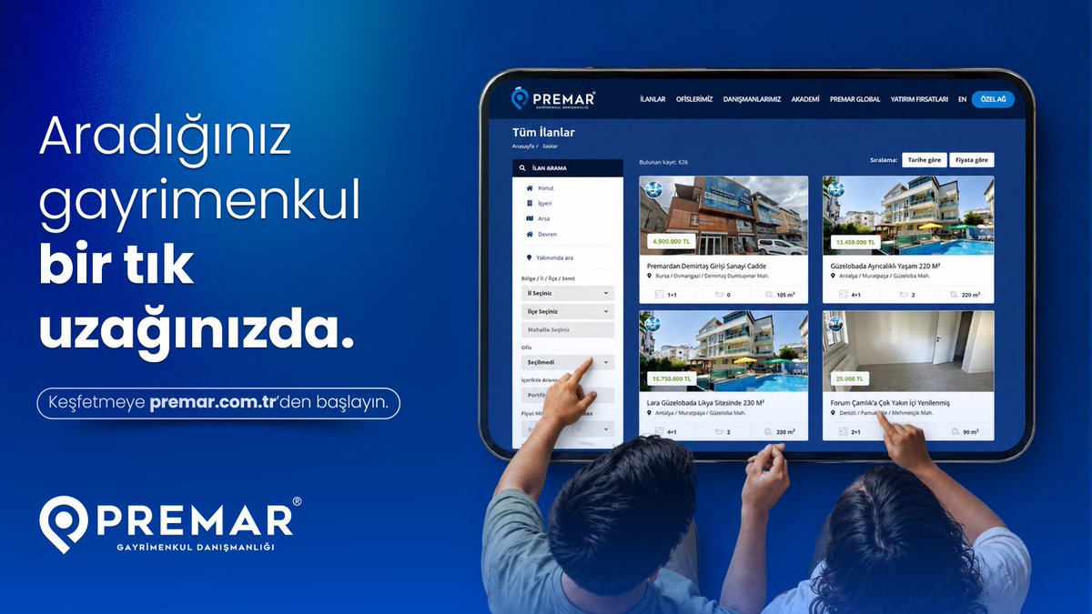 PremarTurkiye's tweet photo. Aradığınız gayrimenkule ulaşmanın en pratik yolu PREMAR'da. 🏡
 
Satılık ve kiralık ilanlardan yatırım fırsatlarına kadar geniş portföyümüzü inceleyin, size en uygun seçenekleri kolayca keşfedin.
 
Bir tıkla keşfetmeye başlayın:
🌐 https://t.co/Q3MiWTgrXe
 
 #gayrimenkul #emlak https://t.co/SV2dDSn2ca