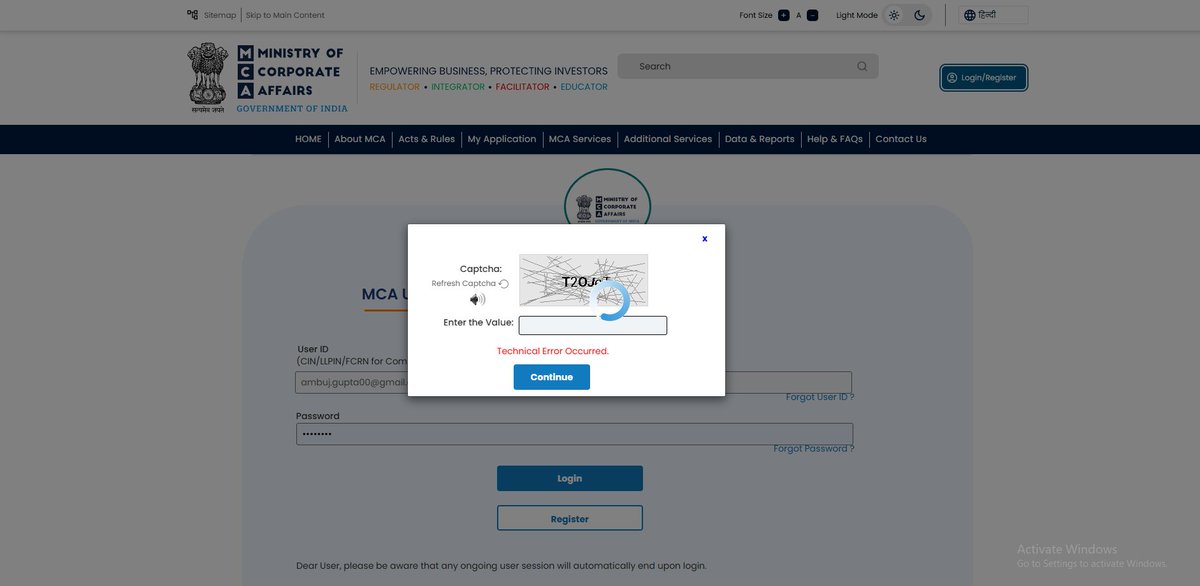 CSambujgupta's tweet photo. This is the same condition since 11 A.M only 1 challan i paid since then and even login is not happening. @MCA21India  atleast extend 15 days of this scheme as you know that 31 Aug is last date for the ITR also. https://t.co/2MoTgtKjXV