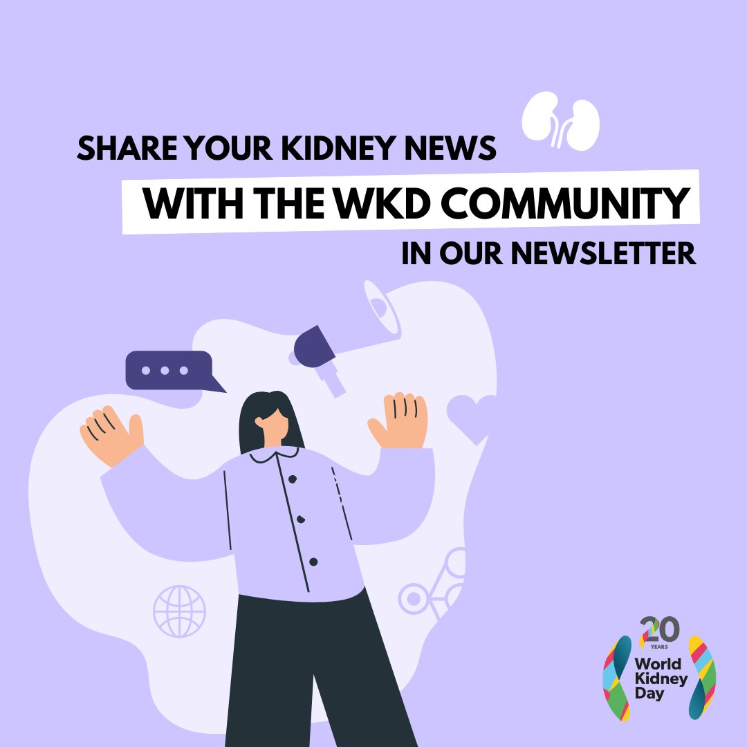 worldkidneyday's tweet photo. 📣 We’d love to hear from you! Share your updates, activities, or resources related to kidney health and advocacy from your region or organization to be featured in our upcoming #WorldKidneyDay newsletter.

👉 https://t.co/L8Y1jy2Bg7

#WorldKidneyDay #OurKidneysOurPlanet #KidneyHealthForAll