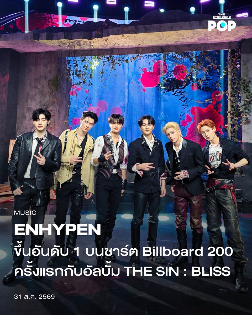 TheStandardPOP's tweet photo. ENHYPEN ขึ้นอันดับ 1 บนชาร์ต Billboard 200 ครั้งแรกกับอัลบั้ม THE SIN : BLISS 

หลังจากที่วงบอยกรุ๊ปสุดฮอตอย่าง ENHYPEN คัมแบ็กพร้อมกับมินิอัลบั้มชุดที่ 8 THE SIN : BLISS เมื่อวันที่ 21 สิงหาคม ที่ผ่านมา วันนี้ (31 สิงหาคม) Billboard ก็รายงานว่าพวกเขาขึ้นอันดับ 1 บนชาร์ต Billboard 200 เป็นครั้งแรกกับผลงานใหม่ชุดนี้แล้ว

THE SIN : BLISS เปิดตัวอันดับ 1 บนชาร์ตนี้ได้สำเร็จจากยอดขายอัลบั้มเทียบเท่าทั้งหมด 98,000 ยูนิต โดยแบ่งเป็นยอดขายจริง 92,000 ยูนิต ยอดสตรีมเทียบเท่าอัลบั้ม (SEA) อีก 6,000 ยูนิต ซึ่งคิดมาจากยอดสตรีมกว่า 6.91 ล้านครั้ง รวมทั้งยอดขายแทร็กเทียบเท่า (TEA) อีกเล็กน้อย ซึ่งยอดขายเหล่านี้ก็เป็นผลมาจากการจำหน่ายซีดีและไวนิลหลากหลายเวอร์ชัน โดยแต่ละเวอร์ชันก็จะมีการ์ดรูป สติกเกอร์ และโปสเตอร์ที่แตกต่างกันด้วย

สำหรับอัลบั้ม THE SIN : BLISS นับเป็นอัลบั้มที่ติด Top 10 อัลบั้มที่ 7 ของ ENHYPEN โดยนับตั้งแต่ปี 2022 วงเคยขึ้นไปสูงสุดอันดับ 2 สองครั้ง จากผลงานชุด THE SIN : VANISH เมื่อเดือนมกราคมที่ผ่านมา และอัลบั้ม ROMANCE : UNTOLD เมื่อปี 2024

ในขณะเดียวกัน พวกเขายังทำยอดขายอัลบั้มในเกาหลีใต้แตะหลัก 2.09 ล้านชุดในสัปดาห์แรก (จากชาร์ต Hanteo Chart) ดังนั้นจึงถือได้ว่าอัลบั้มนี้ประสบความสำเร็จอย่างล้นหลาม และเป็นที่น่าติดตามต่อไปว่าพวกเขาจะยังคงครองอันดับสูงบนชาร์ตเหล่านี้ต่อไปอีกกี่สัปดาห์

ภาพ: Enhypen

อ้างอิง:
https://t.co/rSrOAFhFxf 

#ENHYPEN
#THE_SIN_BLISS
#TheStandardPop
