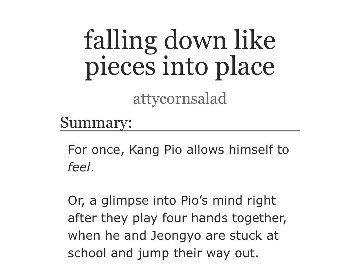 cornsaladwrites's tweet photo. here’s 1k words fuelled by intense brainrot — https://t.co/iO2Ba6Jyhh

choi jeongyo/kang pio 

#FourHandsTwoSonatas https://t.co/UncsXjT2TU