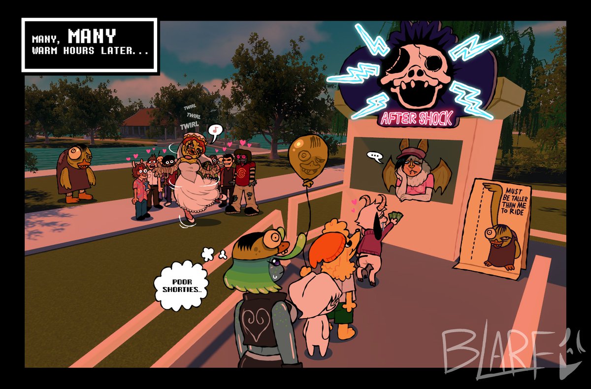 Blarf022's tweet photo. THE LAST DAY OF #MuskMonth 2026 IS UPON US!

Vranda got Sherry a summer job with her at "Quackimodo's silly park" as a walk around mascot~
but all that "walking around" and dancing... in THIS summer heat...

I mean Vrandas post-shift feet are bad but.. Sherrys lint trap toes...😤 https://t.co/Yy4OWzbTiM