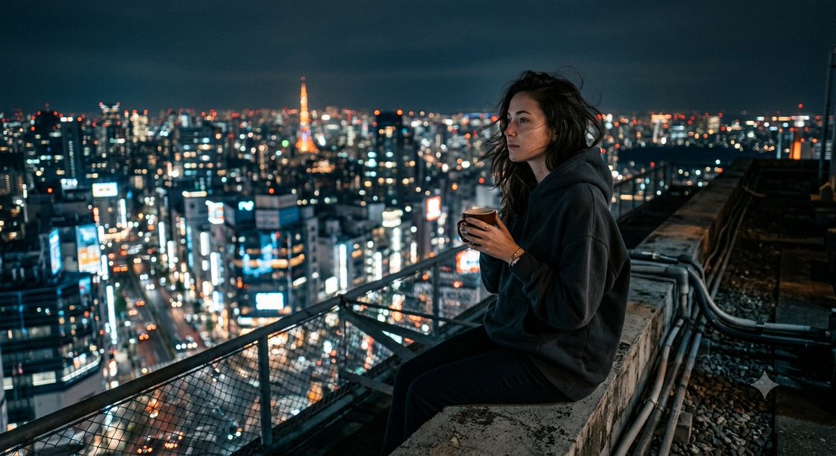 Night City Rooftop Cinematic Portrait - asset 1