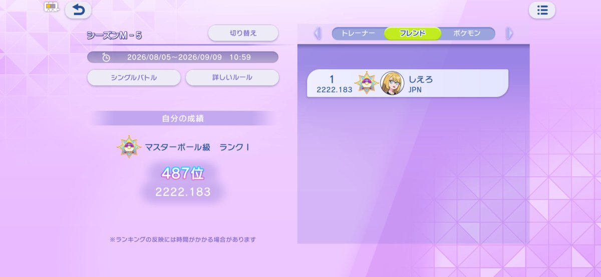 megagurosu's tweet photo. チャンピオン級まで後少し、、、
#ポケモンチャンピオンズ https://t.co/fEFjaYiIb3
