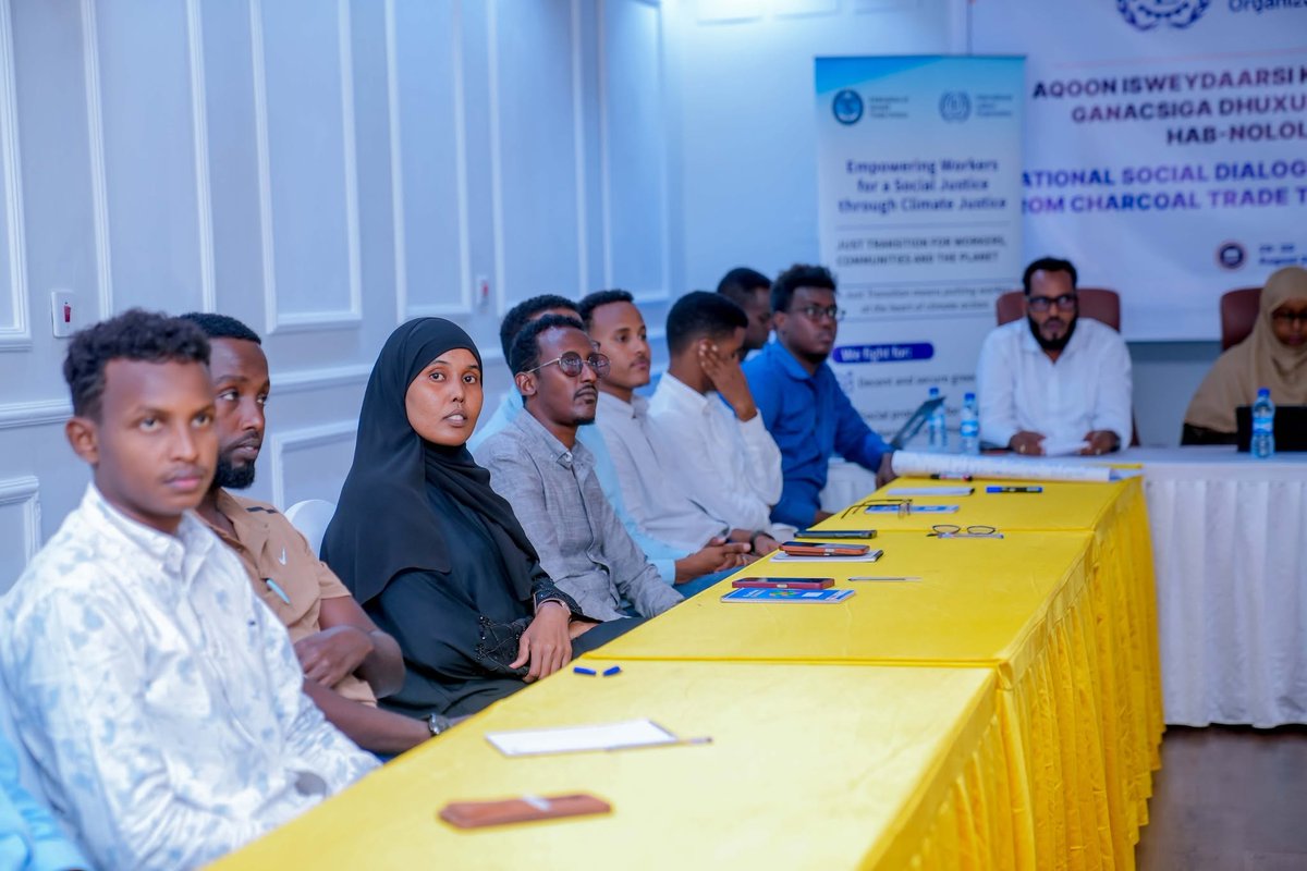 festusomalia's tweet photo. @festusomalia convened the National Social Dialogue Forum on “Transitioning from Charcoal Trade to Sustainable Livelihoods” on 29–30 August 2026 in Mogadishu, with @ilo support. The two-day dialogue brought together representatives of FESTU and its 12 affiliated workers’ organisations, government, employers, women and youth representatives, and civil society to examine the social, economic and environmental impacts of Somalia’s charcoal economy.

The dialogue focused on practical pathways towards sustainable livelihoods and decent work, with particular consideration given to workers’ rights, skills development, social protection and support for affected communities. The forum brought together officials from the Ministry of Labour and Social Affairs (MoLSA), employers and the ILO, highlighting the importance of social dialogue and coordinated action to ensure an inclusive and just transition away from dependence on charcoal.
@AddisIlo @ituc_africa @ituc