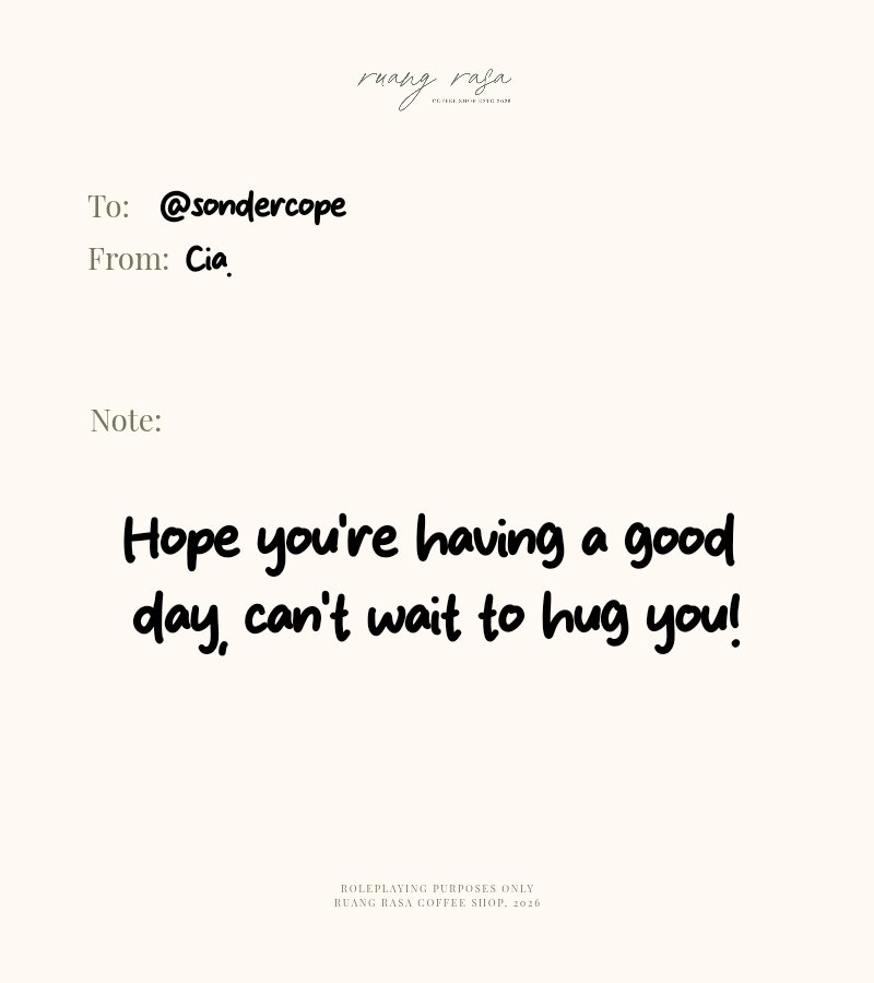 backuprusa's tweet photo. ㅤ
Dear @sondercope

Ruang Rasa is a place made for feelings, and feelings rarely follow schedules. Whatever found its way into your day today, there’s room for it here.
ㅤ https://t.co/oOYGJAJUJT