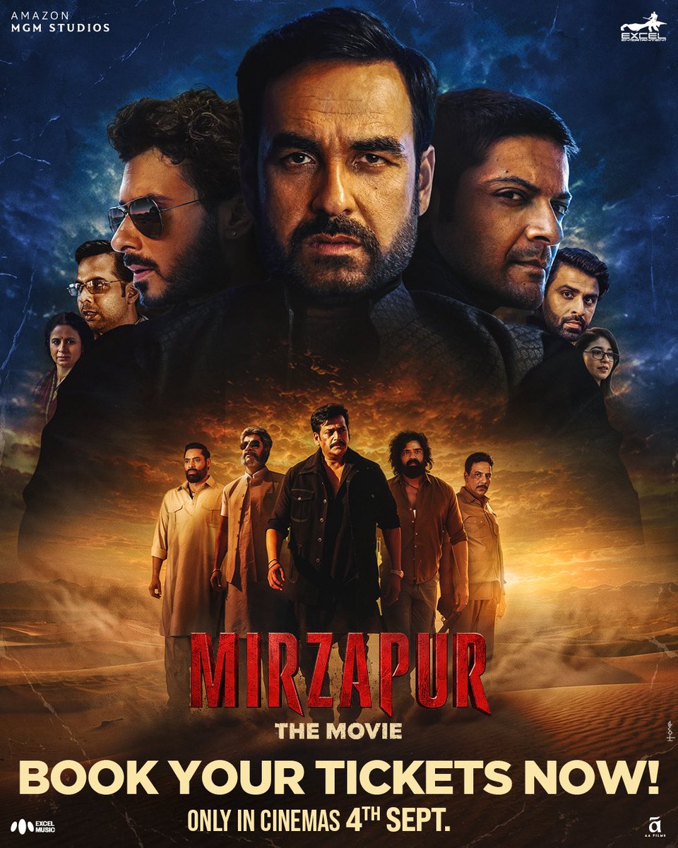 FarOutAkhtar's tweet photo. Ab 4 September ka intezaar zyada lamba nahi. 
#MirzapurTheMovie - Bookings open now! Book your tickets today.
#4DaysToGo

https://t.co/OjOC0bMxI4

#AliFazal @TripathiiPankaj @divyenndu #JitendraKumar @ravikishann @nowitsabhi @RasikaDugal @battatawada @ShriyaP @HarshitaGaur12 @sushant_says @ItsMohitMalik #SheebaChadha @rajeshtailang #KulbhushanKharbanda @sonalchauhan7 @thepramodpathak @AnangshaB  #PrashansaSharma @gurmmeet #PuneetKrishna @ritesh_sid @J10kassim @vishalrr #AbbasKhan #SanjayKapoor @excelmovies  @AMZMGMstudiosIN @excelmusicrec @AAFilmsIndia