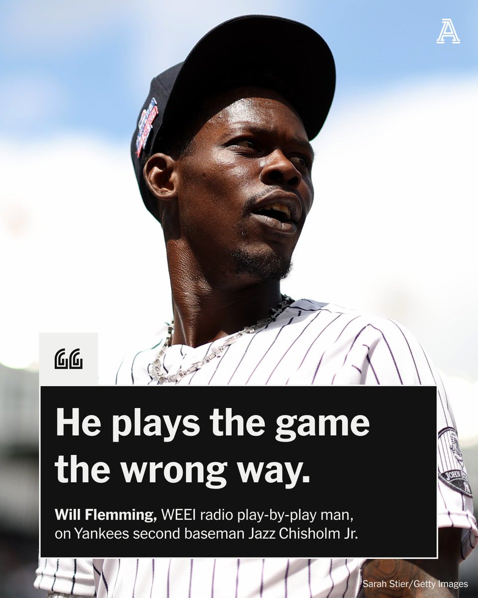 TheAthletic's tweet photo. As the New York Yankees piled on in the eighth inning of Sunday’s drubbing of the Red Sox, WEEI radio play-by-play man Will Flemming suggested that Boston pitcher Jovani Morán throw at New York catcher Austin Wells and start a fight with Jazz Chisholm Jr.

Flemming’s charged comments came after Chisholm stole a pair of bases with the Yankees up six runs, drawing the ire of the Red Sox broadcast booth.

Here’s what happened: https://t.co/LB8ZibxmCW