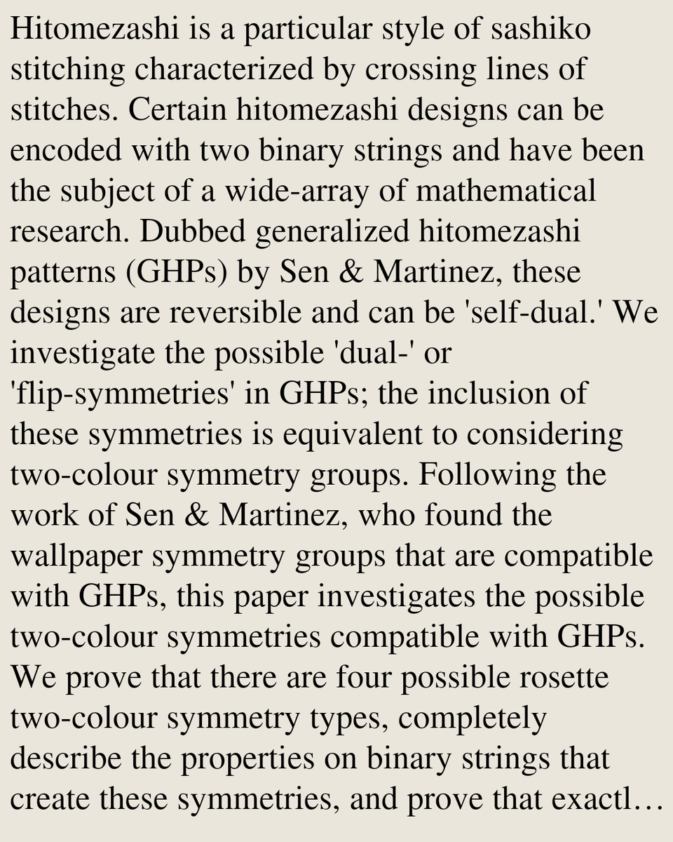HistoryOverview's tweet photo. A Whole New Side: The Duality Symmetries of Hitomezashi

Megan A. Martinez
https://t.co/WJWX5Wiq3v [𝚖𝚊𝚝𝚑.𝙷𝙾] https://t.co/DGVEQPcoda
