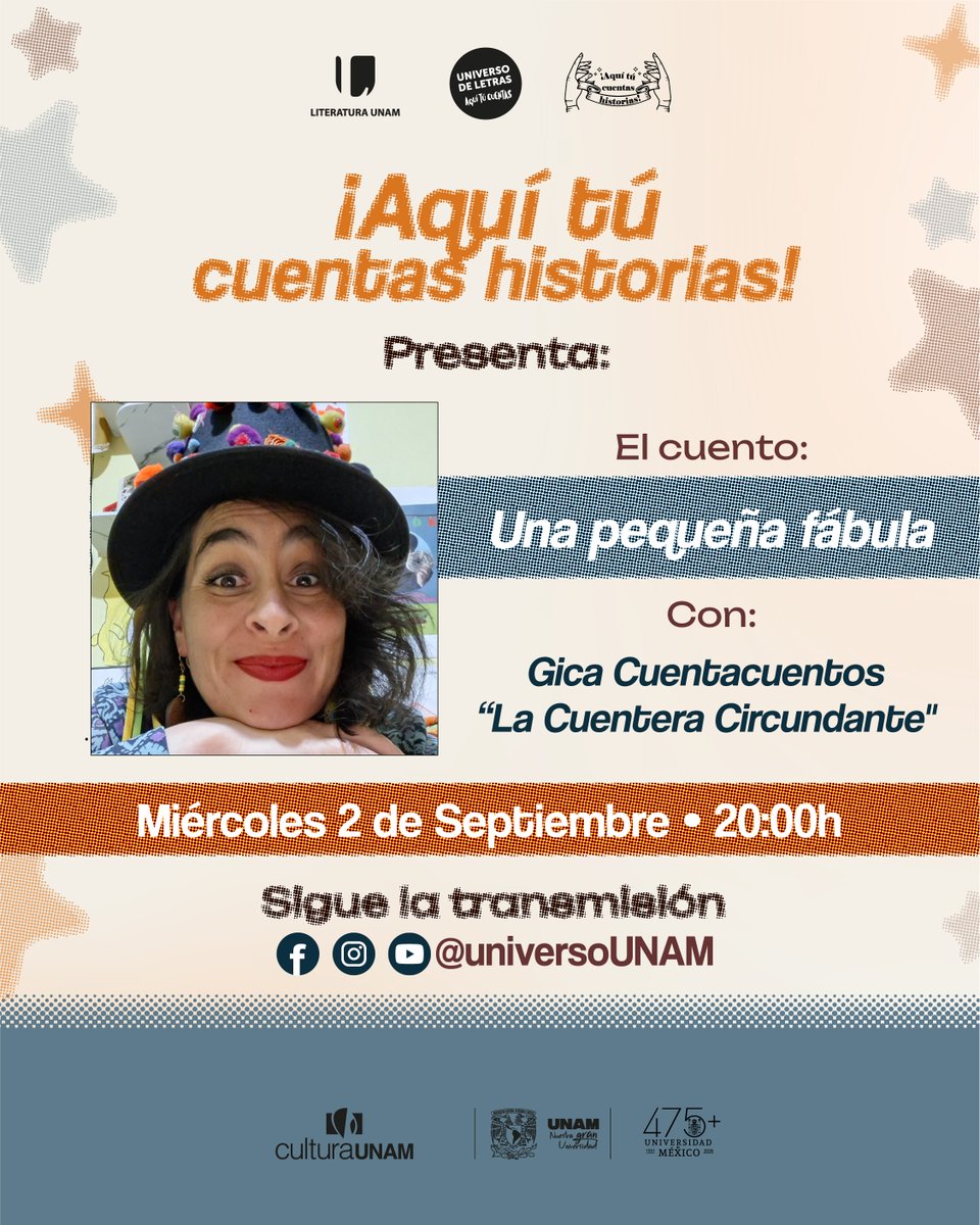 universoUNAM's tweet photo. Acaba agosto, pero en septiembre #AquíTúCuentasHistorias nuevos cuentos narrados por las mejores narradoras. https://t.co/tLu9QuQgcg