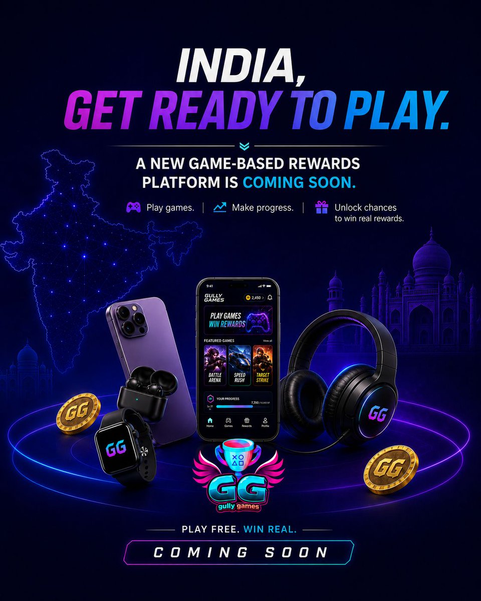 gullygamesin's tweet photo. India, get ready to play. 🎮
Gully Games is coming soon—play free, make progress, and turn your gameplay into chances to win real rewards.

Your playtime is about to get rewarding.

#GullyGames #PlayFreeWinReal #GamingIndia #MobileGaming #ComingSoon https://t.co/xIa0oXqOmk