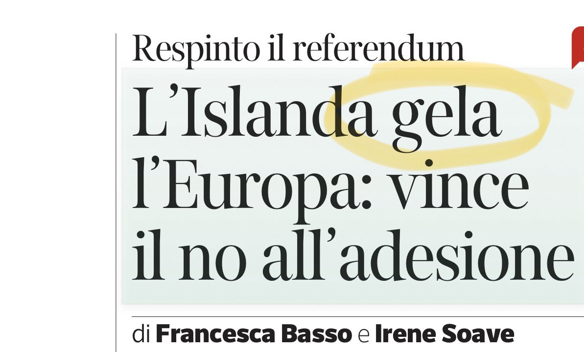 giuslit's tweet photo. Non si capacitano del fatto che nella Ue desiderano entrare soltanto i Paesi potenziali beneficiari netti di contributi.
Che barattano volentieri la perdita di sovranità per mungere il bilancio europeo (fino a quando i tedeschi non saranno stufi di contribuire).
L’Islanda aveva solo da perderci, avendo peraltro già il beneficio dello Spazio Comune Europeo e di Schengen.