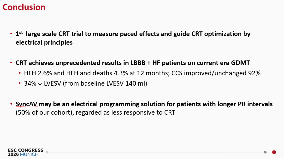 CMichaelGibson's tweet photo. SyncAV trial: Automatic dynamic AV delay optimization did not significantly improve the reduction in 12-month LVESV compared with standard fixed programming in patients with LBBB and HF. Download slides here: https://t.co/YEk0rOUaAp https://t.co/cS5XWQjcQL