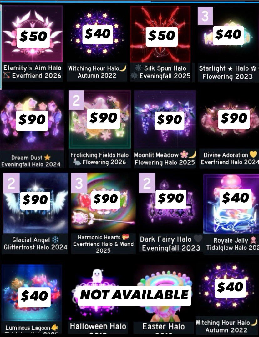 keyyservice's tweet photo. selling royale high halos 💕

paypal • cashapp • zelle • venmo 🌸

dm or follow if interested since comments are off 💌

#RoyaleHigh #RHTrading  #RHTC 
#RoyalehighValks https://t.co/F5sMC42EXA