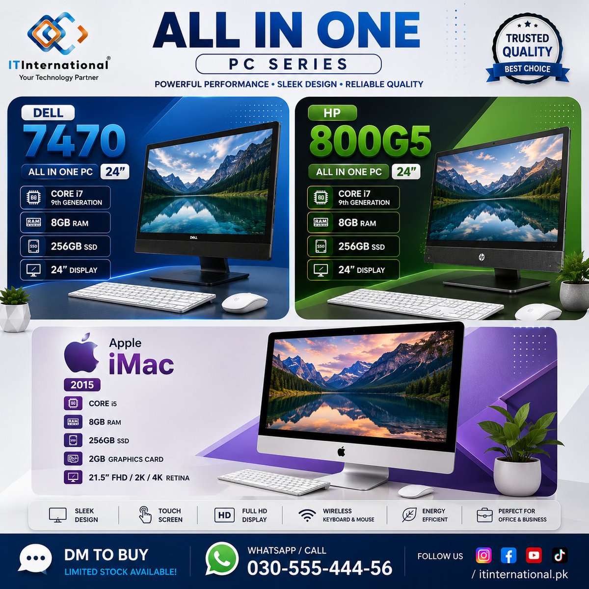 itinternation41's tweet photo. Dell, HP & Apple All-in-One PCs – Stock Available!
✨ Available Models:
🔹 Dell OptiPlex 7470
🔹 HP EliteOne 800 G5
🔹 Apple iMac 2015
📲 WhatsApp: 030-555-444-56
🏬 IT International
#DellAIO #HPAIO #AppleiMac #AllInOnePC #DellOptiPlex #HPEliteOne #iMac2015 #Corei7 #Corei5 https://t.co/U8YX2EEz3g