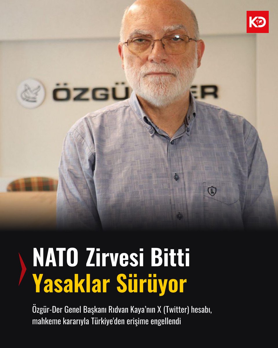 KokluDegisim's tweet photo. Rıdvan Kaya’nın X Hesabına Engelleme

Özgür-Der Genel Başkanı Rıdvan Kaya’nın X (Twitter) hesabı, mahkeme kararıyla Türkiye'den erişime engellendi.

Temmuz ayında Türkiye’de gerçekleştirilen NATO zirvesi ile ilgili yazdığı eleştirel paylaşıma da erişim engeli getirilmişti.

Daha önce birçok hesaba getirilen erişim engeline bir yenisi daha eklenerek Rıdvan Kaya’nın hesabına da erişim engeli getirildi.

İslami camiada karara karşı tepkiler yükseliyor.