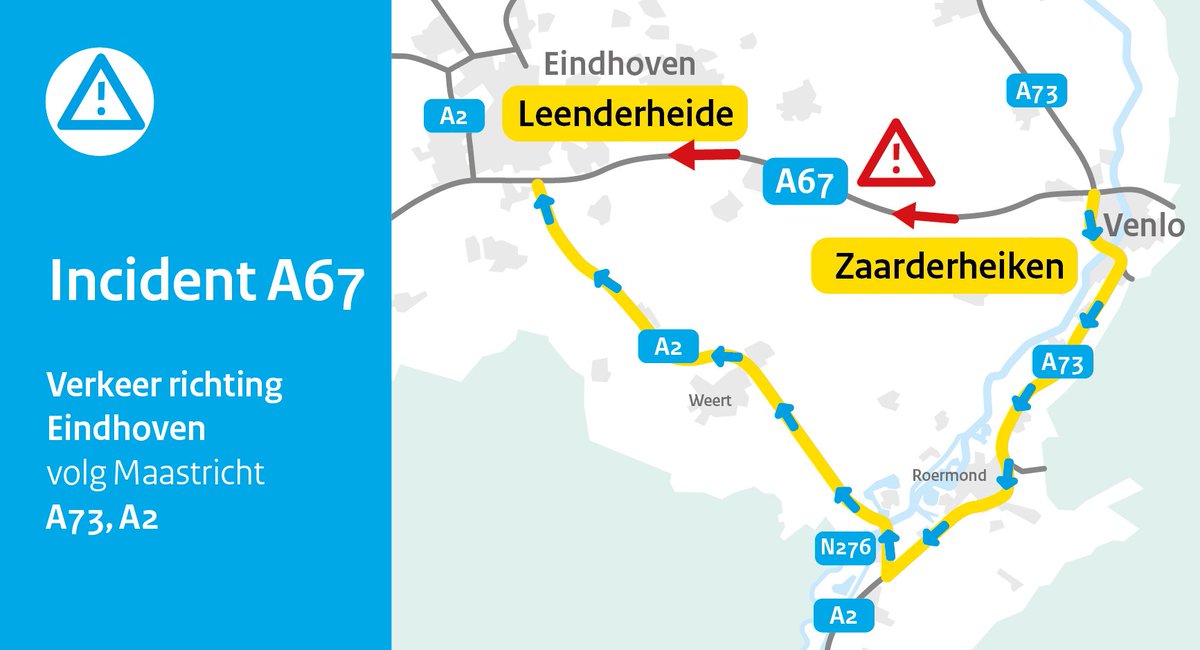 Ongeval op de A67 bij Geldrop