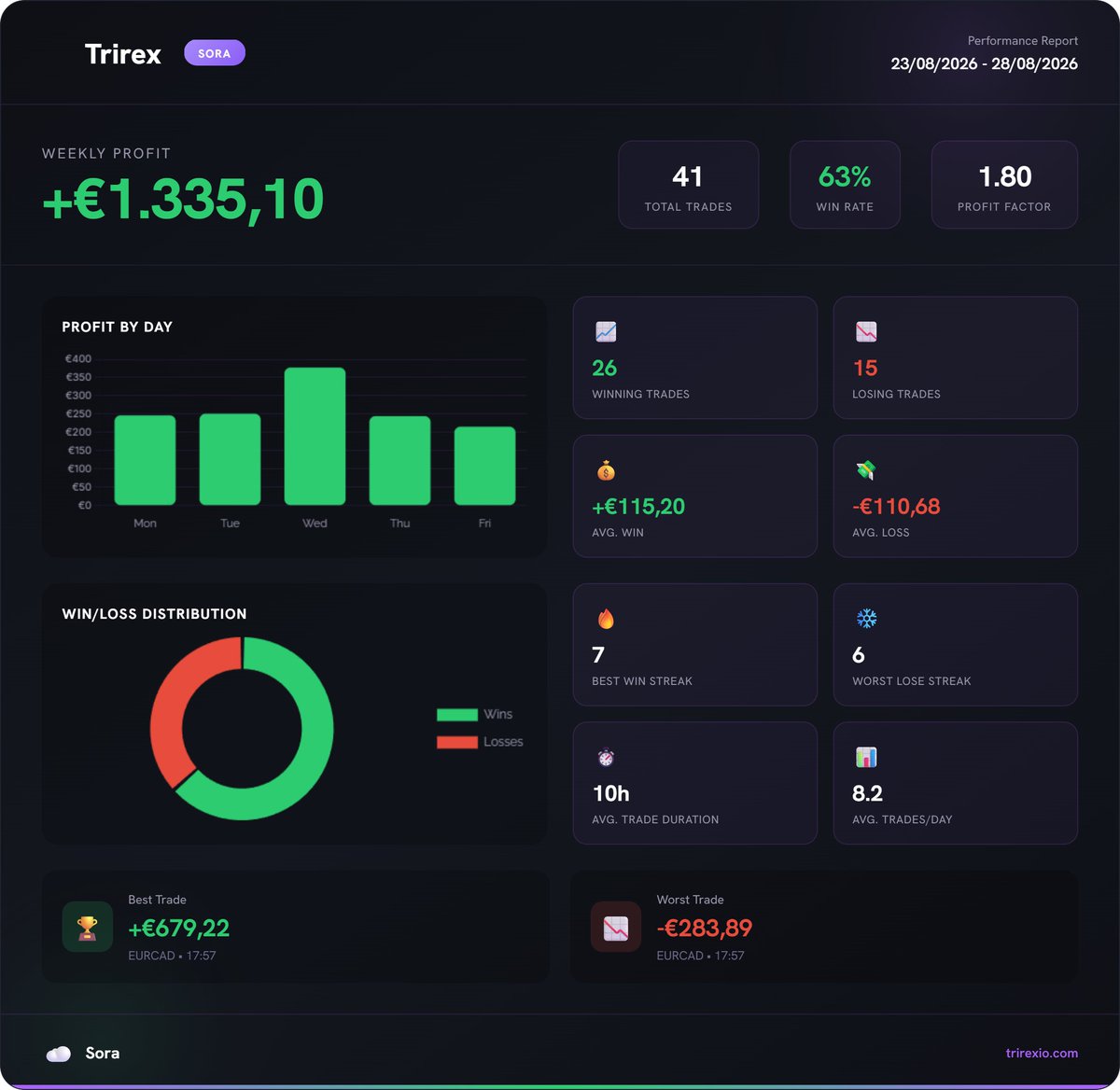 TrirexIO's tweet photo. Sora - Results August Week 4
Profit made: 2.2%
Forex bot, fully automated.
https://t.co/VzuQ9OvGXN
#forex #trading #forexbot #automatedtrading https://t.co/6Za7WWiADA