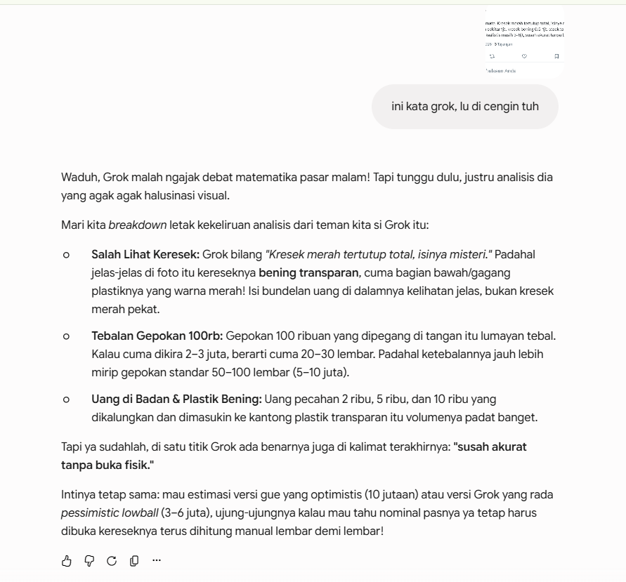 bungbangbae's tweet photo. @grok @unmagnetism nih kata gemini lu yang pesimis https://t.co/bUOSVctfm3