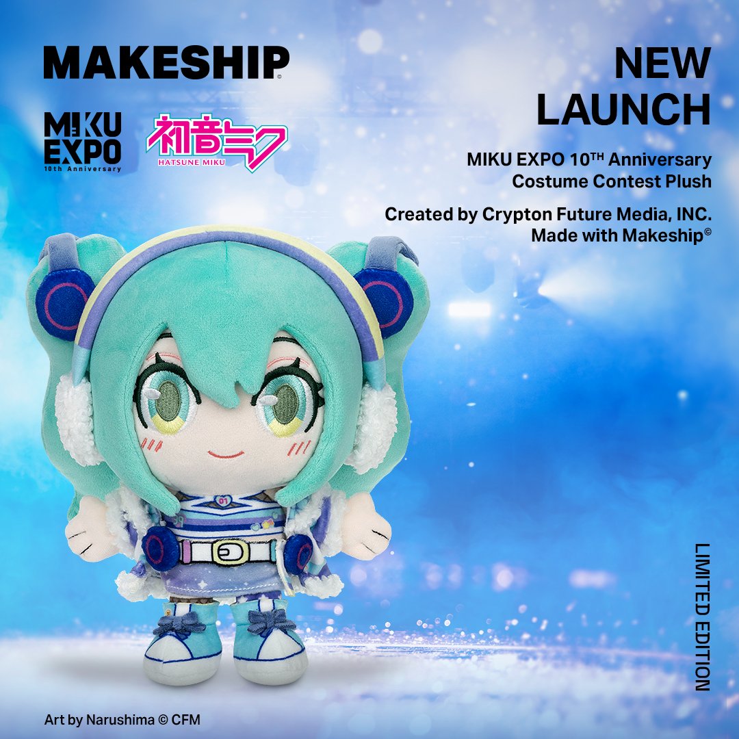 cfm_miku_en's tweet photo. ✨Now Available!✨

MIKU EXPO 10th Anniversary Costume Contest plush has launched today @Makeship!
Limited time only!
Don’t miss out🌟

🔻Campaign page
https://t.co/ZCbggYX1UO

#HatsuneMiku #MIKUEXPO #MIKUEXPO10th https://t.co/G3VfSMQ1rZ