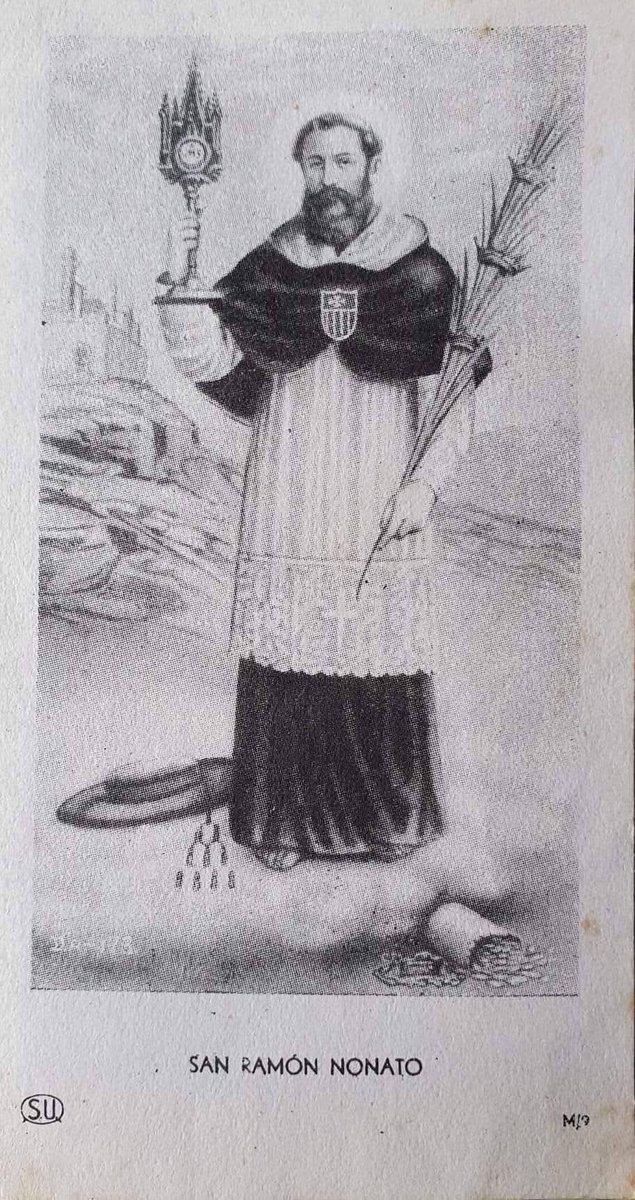 Eduard_Lpz's tweet photo. 31 agosto: #SanRamónNonato, mártir s. III patrón de #embarazadas #parturientas #parteras y #reciénnacidos.
- Imagen del antiguo Convento de la Merced, ahora en la C. de los Ángeles d La Redonda
- Estampa q una tía abuela mía Dominica d Casalarreina dio a mi madre hace + d 70 años https://t.co/bzIhpP155C