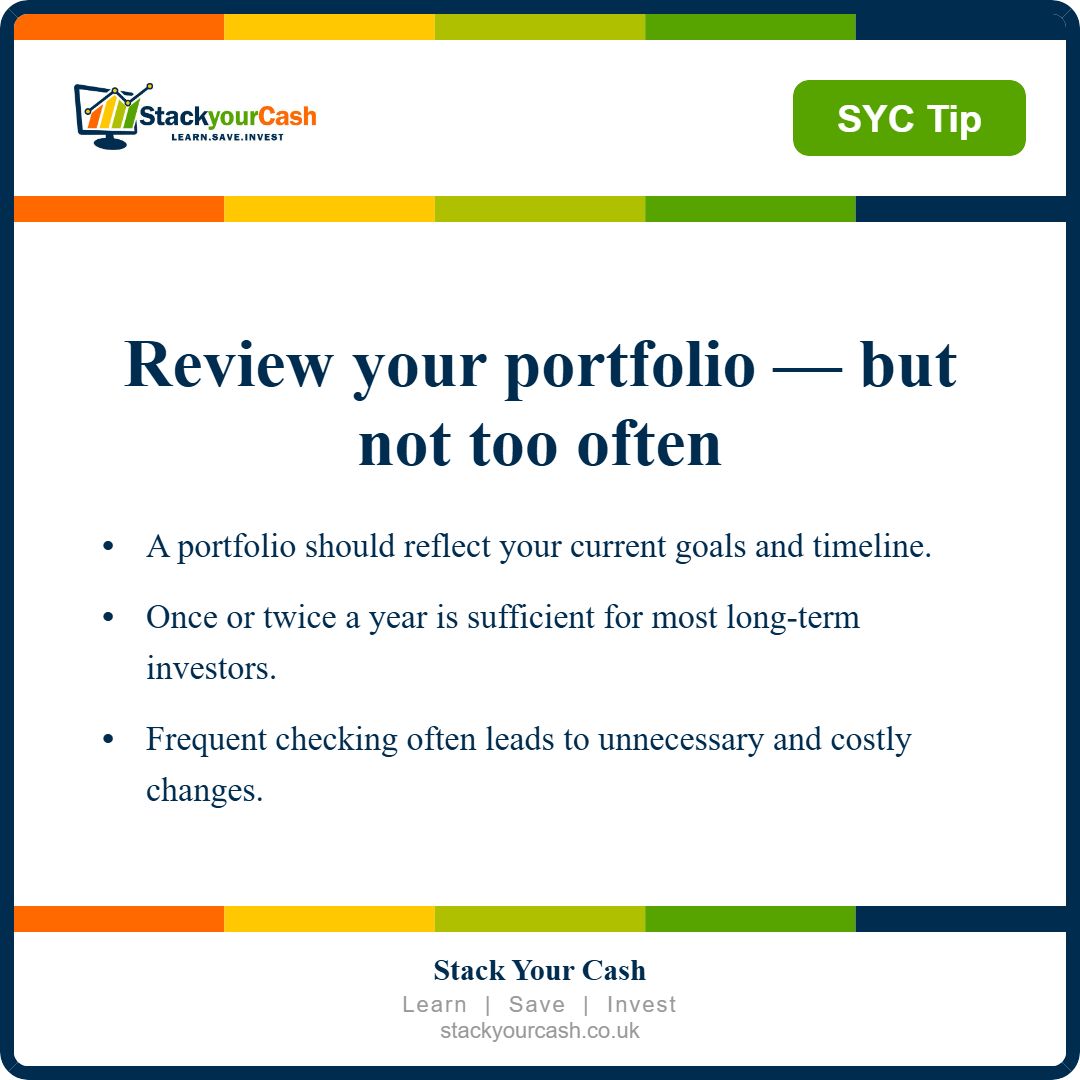 Stack_Your_Cash's tweet photo. Review your portfolio — but not too often 🔍

Once or twice a year is sufficient for most long-term investors. Frequent checking often leads to unnecessary and costly changes.

#UKInvesting #PersonalFinance #StackYourCash https://t.co/587yZXdTO6