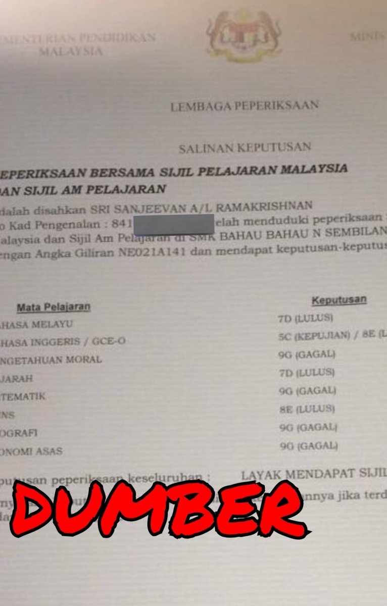 BendiTheBagak's tweet photo. Padan la jadi gangster, masa sekolah kuat main SPM lulus atas pagar je 😂

@SanjeevanSS https://t.co/M58X1mW8Zi