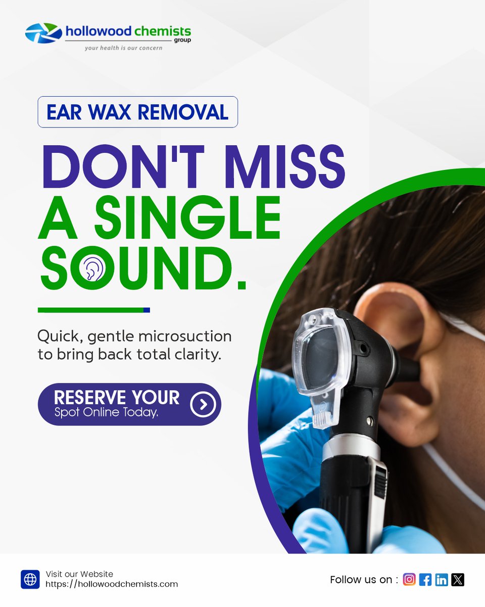 HollowoodChemi1's tweet photo. Struggling with blocked ears or dull sound? 🎧
Skip the wait and get clear, comfortable hearing with expert microsuction.
Book your appointment online today.

#clearhearing #microsuctionearwaxremoval #earcare #hollowoodchemist #bookonline https://t.co/BdjjCN8Nhh