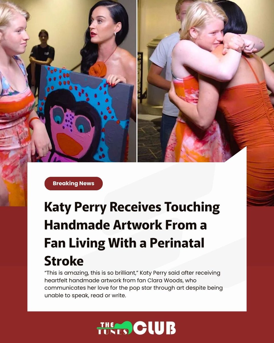 the_tunesclub's tweet photo. Katy Perry Fan Who Can’t Speak, Read or Write Creates Heartfelt Handmade Artwork for the Pop Star

#KatyPerry #ClaraWoods #KatyPerryFans #KatyPerryNews #PopStar #FanMoment #Heartwarming #InspiringStory #FanLove #CelebrityNews #MusicNews #KatyPerryTheLifetimesTour #TeenageDream https://t.co/IuVe9frTXl