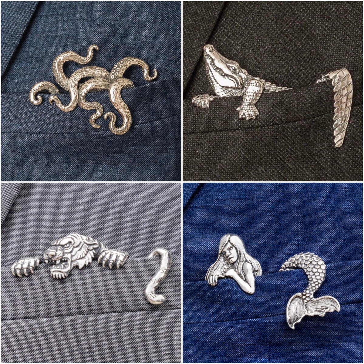 LeoDaVinciWave's tweet photo. Metal pocket square brooches, also known as pocket jewelry, designed by Jose Balli Jewelry. https://t.co/xCGUuDdpC0