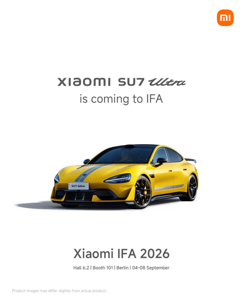 xiaomiauto_'s tweet photo. From the road to a vision of what’s next.
Xiaomi Vision Gran Turismo, Xiaomi SU7 Ultra and Xiaomi SU7 Max come together at IFA 2026.
Which one are you heading to first? 👀
See you in Berlin. https://t.co/QeZtrnoq8X