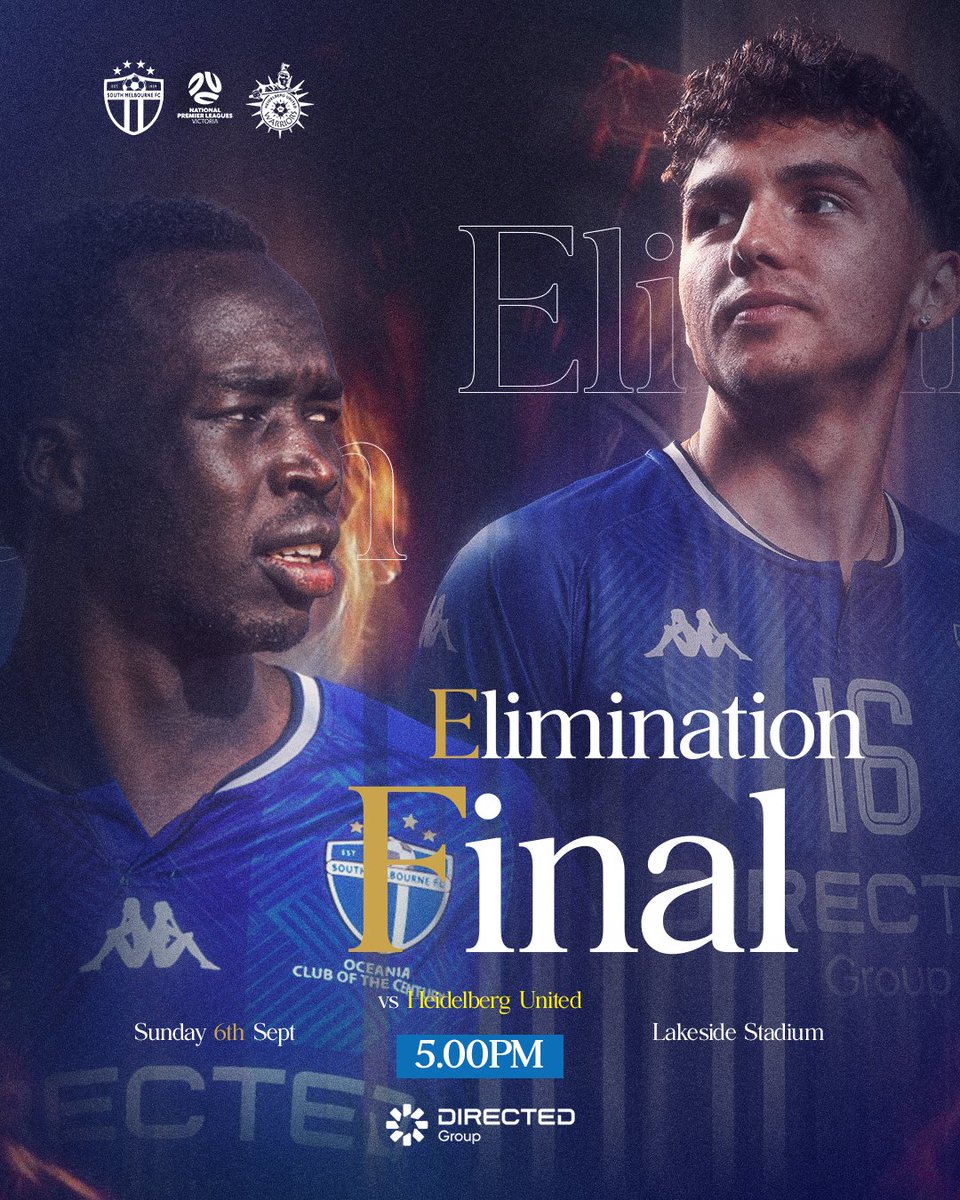 smfc's tweet photo. 𝗧𝗜𝗖𝗞𝗘𝗧𝗦 𝗡𝗢𝗪 𝗢𝗡 𝗦𝗔𝗟𝗘

South Melbourne FC returns to Lakeside Stadium for one massive Elimination Final against traditional rivals Heidelberg United.

A traditional rivalry. A traditional kick off time. One big final.

With the NPL season on the line, Hellas needs the home faithful behind the boys as we fight to keep our finals campaign alive.

Bring the family, bring your friends and get behind South Melbourne for a huge afternoon of knockout football at Lakeside.

Secure your tickets and be part of the action.

TICKETS: https://t.co/Inj16NScDa