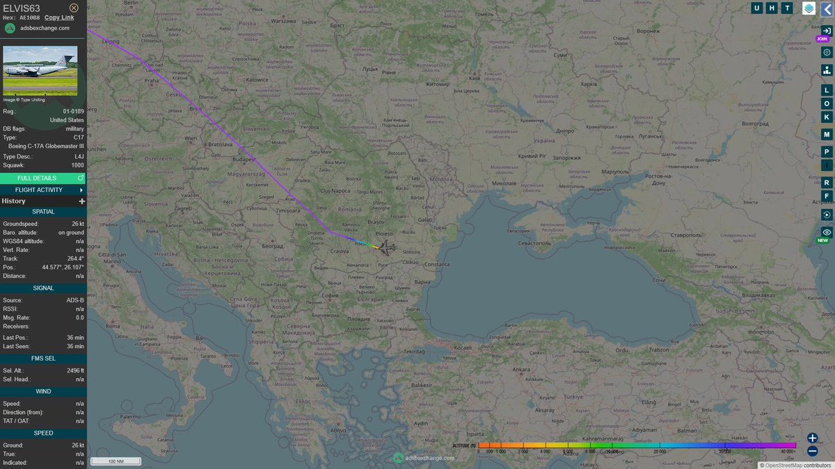AIYeyENGDdJkjTr's tweet photo. Aug. 31, 2026
#Sumpter Smith Air National Guard Base, Birmingham #Prestwick ==> #Bucharest, Romania
#ELVIS63 #AE10B8 USAF C-17A Globemaster III https://t.co/VVSOYE2eXH