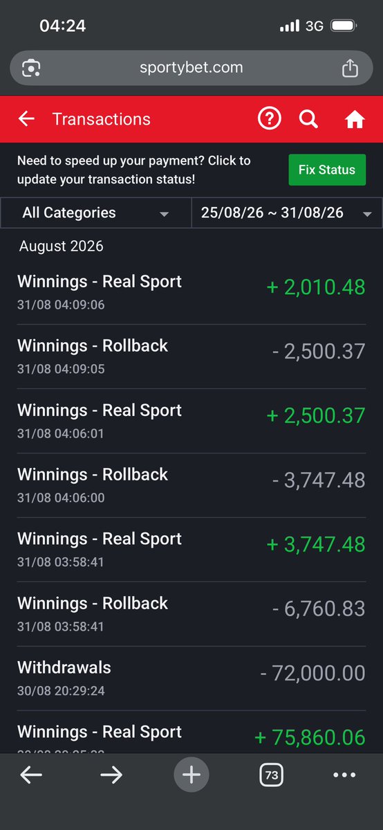 warrior__05's tweet photo. My balance was deducted since yesterday, and my potential wins also deducted, Look into this as quickly as possible pls @SportyBet @SportyBetNG https://t.co/o0Jvh3vayt