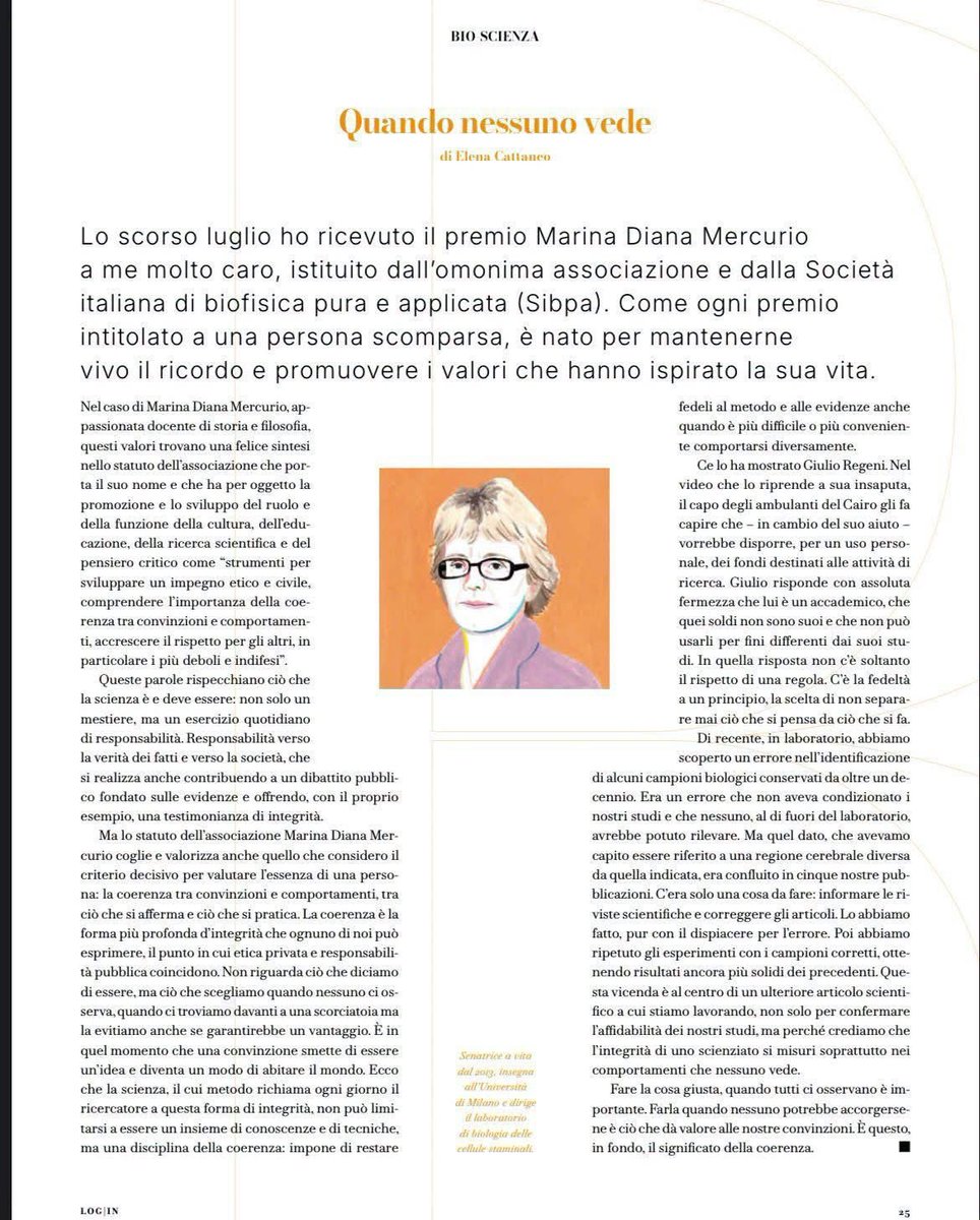 GiulioSiamoNoi's tweet photo. Le nostre congratulazioni alla scienziata e senatrice a vita Elena Cattaneo ha ricevuto il premio Maria Diana Mercurio. Su @repubblica delle donne ci ricorda il ruolo della ricerca come strumento per sviluppare impegno etico civile. 

E ricorda Giulio #Regeni. https://t.co/LcYYWgmERM